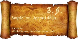 Bogács Jeremiás névjegykártya